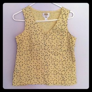 Talbots Yellow Top W/Black and White Dots